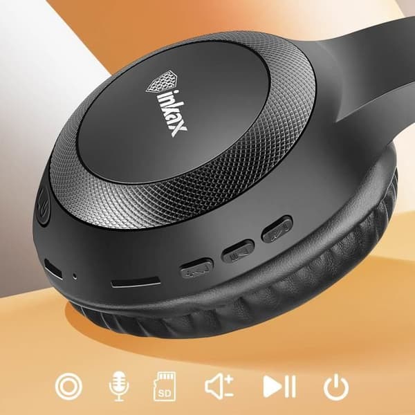 Bluetooth-hovedtelefoner - Inkax - Sammenklappelig - Indbygget mikrofon - Batterilevetid 6 timer Svart