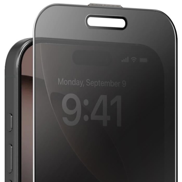 Anti-spy karkaistu lasi - AVIZAR - iPhone 16 Pro Max - 9H Kovuus - Erittäin ohut - Musta Svart