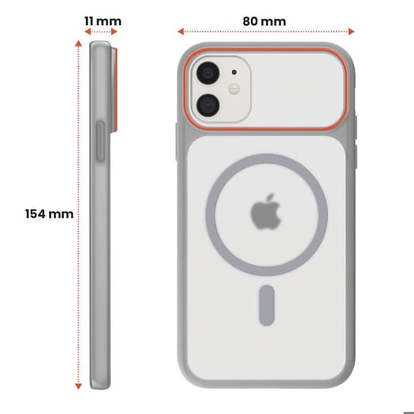 MagSafe-skal för iPhone 11 Rökig Baksida med Förstärkt Silikonram Grå Grå