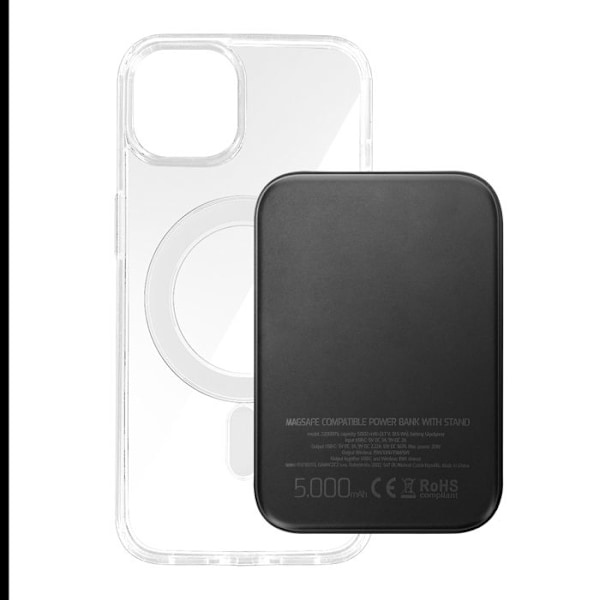 Coque för iPhone 14 Plus och Powerbank 5000 mAh Magsafe Swissten Transparent