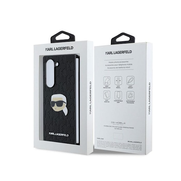 Beskyttelsescover til Galaxy Z Fold 6 Saffiano Monogram Karl Head Karl Lagerfeld Sort Svart