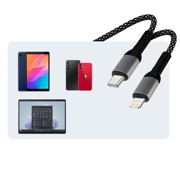 Audioadapter - LinQ - USB-C + Lightning til jack 3.5mm - Holdbart nylon - Forbinder lydapparater