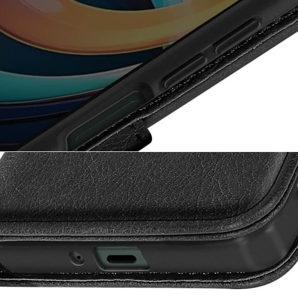 Etui til Xiaomi Redmi A3 tegnebog og videoholder Sort