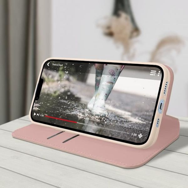 AVIZAR iPhone 13 Fodral - Plånboksfodral - Videostödfunktion - Mattrosa - Fullständigt skydd Rose guld