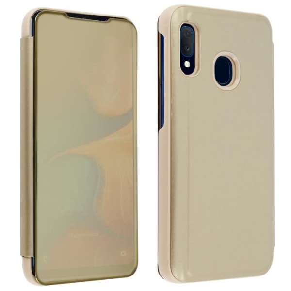 Suojakuori Samsung Galaxy A20e Mirror Translucent Flip Video Support Gold