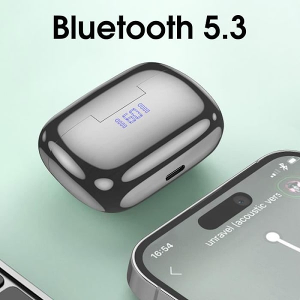 Bluetooth-hörlurar - HOKO - Svart modell - Brusreducering - 7h batteritid - Kromeffekt Svart