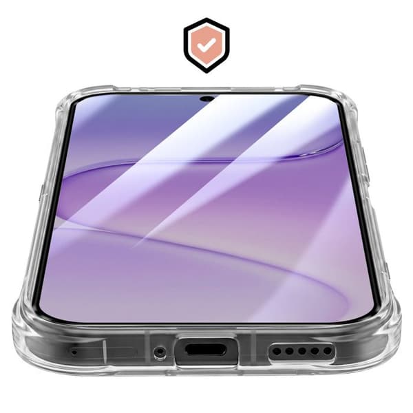 Siliconfodral för Honor 600 Smart 2mm med HD Transparent Härdat Glas Vit