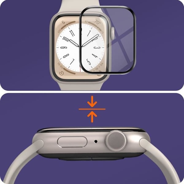 Organisk glas - IMAK - Apple Watch Series 8 45mm - Skærmbeskyttelse - Sort kontur