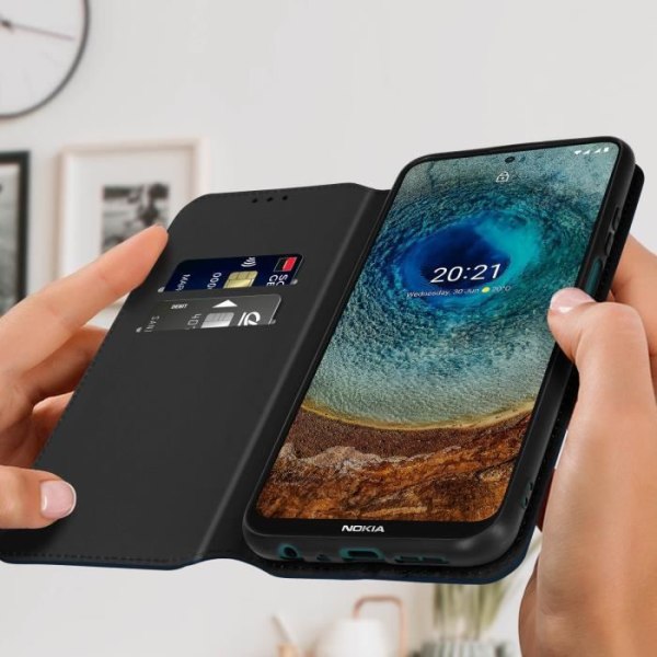 Fodral för Nokia X10 och X20 Flip Wallet Funktionsstöd Video midnattsblå Blå Nattblått