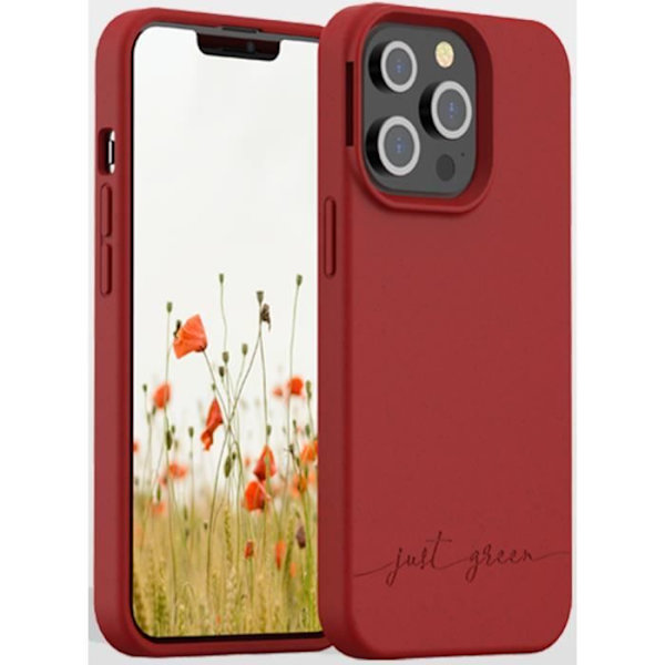 Rött biologiskt nedbrytbart fodral för iPhone 13 Pro Just Green