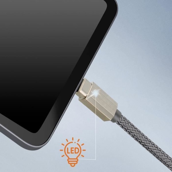 USB-kabel till USB-C - LinQ - Snabbladdning 6A - Längd 1.2m - Snabb synkronisering - Skärmad metal Grå