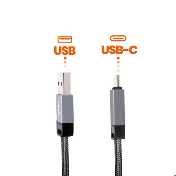 USB C / USB Snabbladdningskabel 27W Dataöverföring Flätad 1.2m LinQ Svart