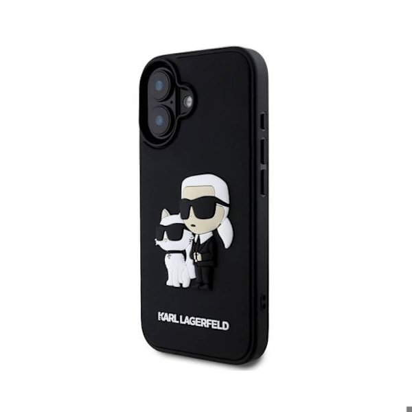 Coque til iPhone 16 Plus 3D Karl og Choupette Forstærket Karl Lagerfeld Sort Svart