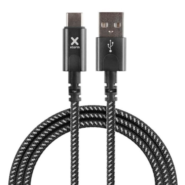 USB-USB Type C -kaapeli Lataus ja synkronointi Nylon punottu 1m Xtorm Black