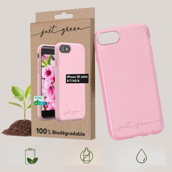 Fodral iPhone 6, 6S, 7, 8, SE 2020, SE 2022 Återvinningsbar Just Green Rose Rosa