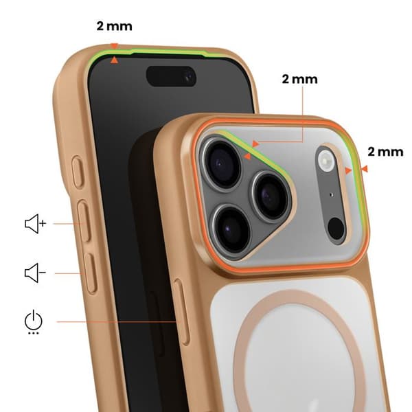 MagSafe-cover til iPhone 17 Pro Max, Bi-materiale beskyttelse, Hård bagside, Brun brun