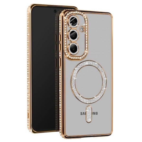 Coque Diamant pour Samsung Galaxy S24 FE MagSafe Contour Strass Dorée Gul