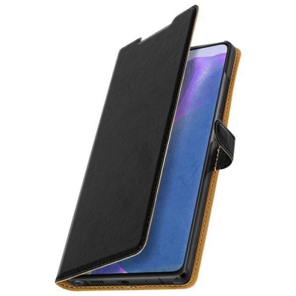 Housse folio - BIGBEN - Galaxy Note 20 - Øko-læder Sort - Kortholder - Multifunktionel støtte Svart