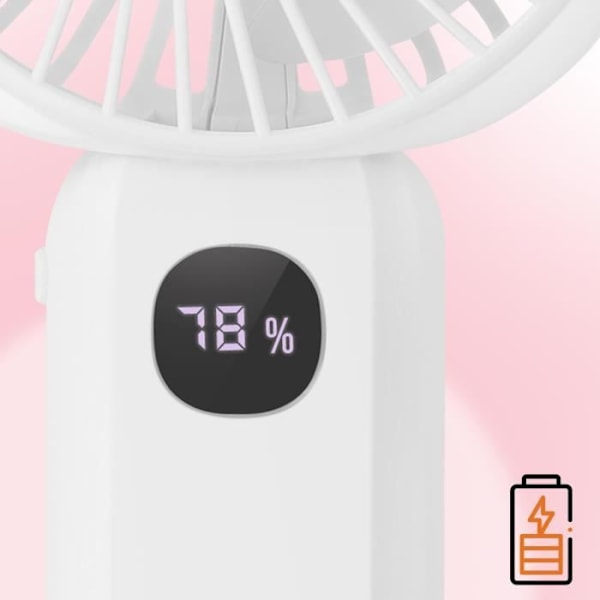Mini Silent Portable Fan LED Display og integreret lampe LinQ White Vit