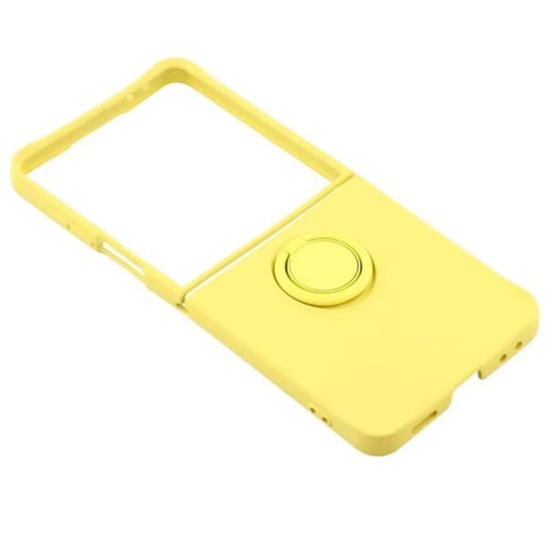 Soft-Touch Cover til Galaxy Z Flip8 med Støtte Ring og Gul Rem Gul