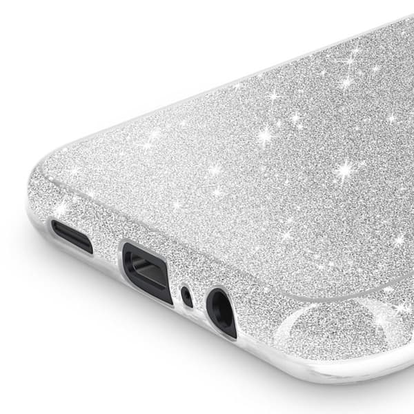 Fodral för Galaxy A07 Design i Bi-Material och Glittrande Silverfinish Grå