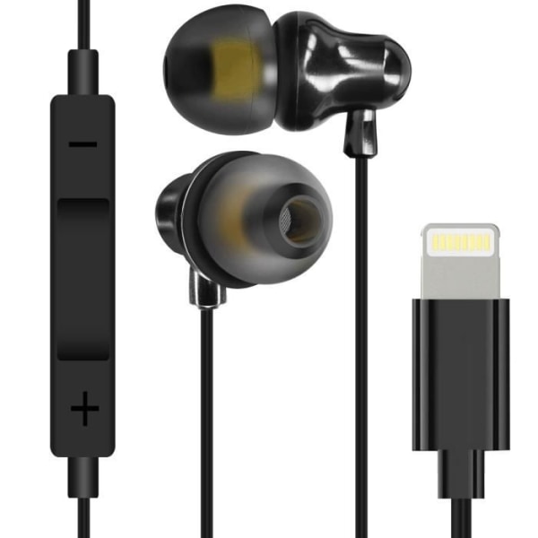 Kabelforbundne Lightning In-Ear hovedtelefoner LinQ Mikrofon og knapper Sort Svart