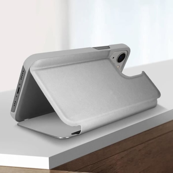 Clear View-fodral - Apple - iPhone 13 - Grå silver - Spegelklaff - Videostöd Silvergrå