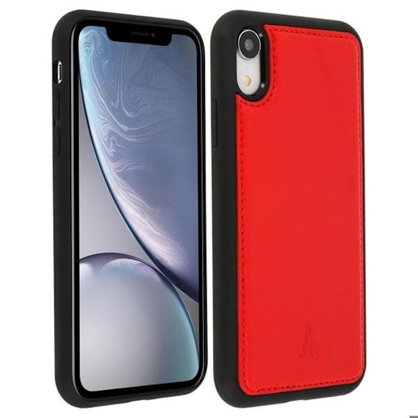 Apple iPhone XR Suoja Rigidaiti Aito Nahka Akashi - Punainen Röd