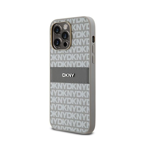 DKNY Læder Mono Stripe & Metal Logo - Etui til iPhone 14 Pro Max (beige)