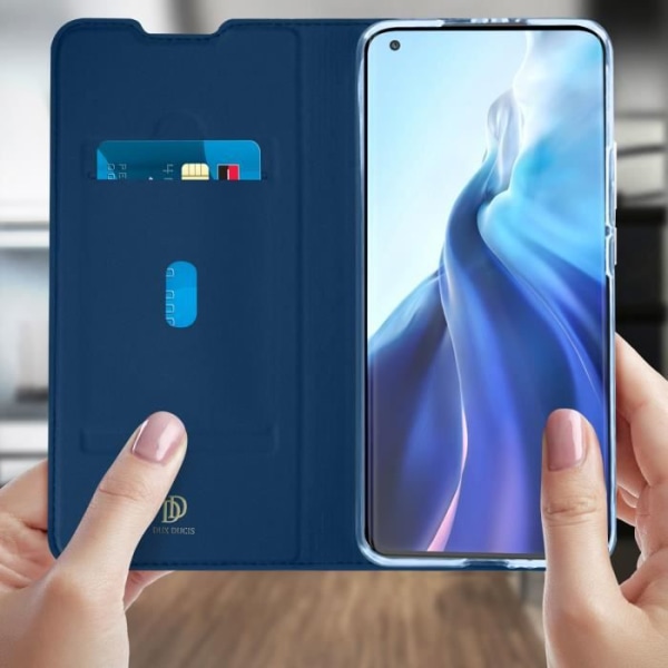 Skal Xiaomi Mi 11 Pro Korthållare Dux Ducis Stativ Funktion Midnattsblå Blå