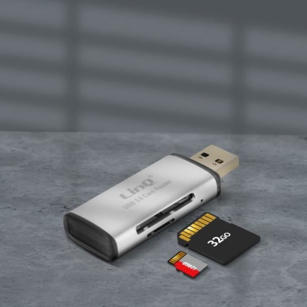 USB SD og Micro-SD kortlæser 5 Gbps overførselshastighed U3062 LinQ Grå