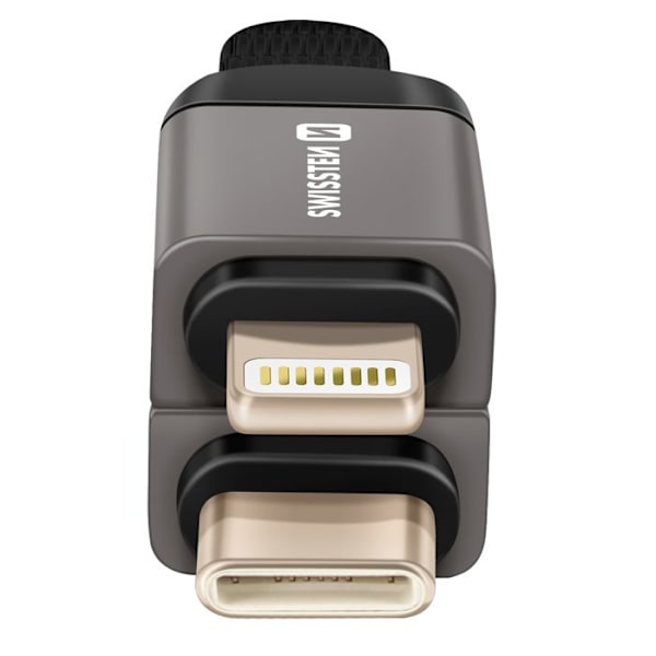 Cobalt Magnetisk iPhone Lightning / USB-C Nyckelring Kompakt 9.7cm Swissten Grå Grå