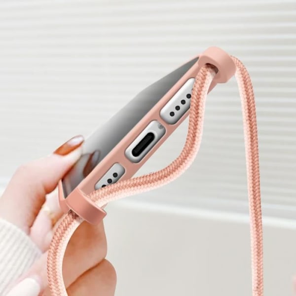 Coque Cordon Semi Rigide Soft touch för iPhone 16 Plus Rosa Champagne Rosa