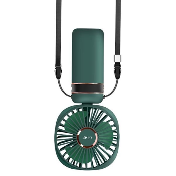 Mini bærbar blæser Justerbar 90° LED-skærm Rundt design LinQ Mørkegrøn Grön