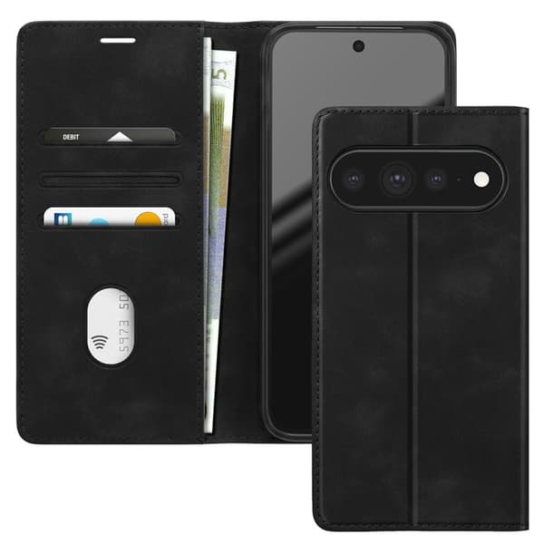 Pungetui til Google Pixel 11 Pro XL Suede Effekt med Sort Støtte Svart