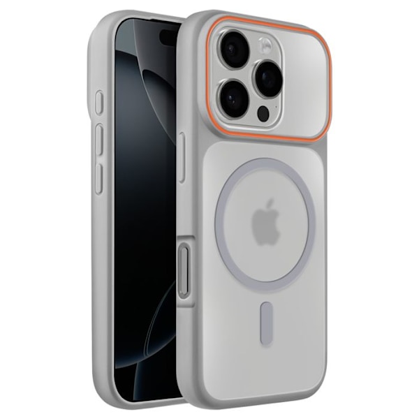 MagSafe-cover til iPhone 16 Pro, Bi-materiale beskyttelse, Hård bagside, Grå Grå