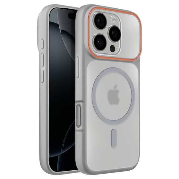 MagSafe-skal för iPhone 16 Pro, skydd i två material, hård baksida, grå Grå