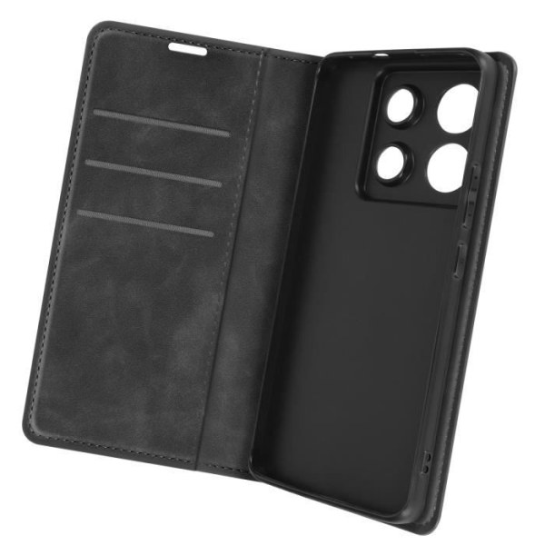 Fodral till Xiaomi Redmi Note 13 Pro plånbok och videohållare Soft Cover Svart