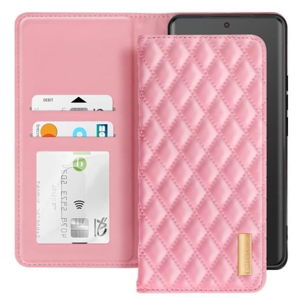 Etui för Redmi Note 14 Pro och 14 Pro Plus Plånbok Diamantmönster Rosa Puder Rosa