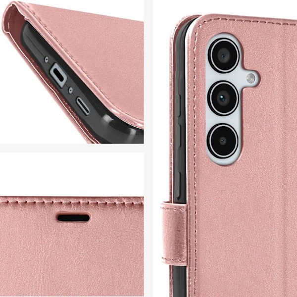 Plånboksfodral till Samsung A35 5G - MAYAXESS - Champagnerosa - Stativ och armbandsfunktion Rosa