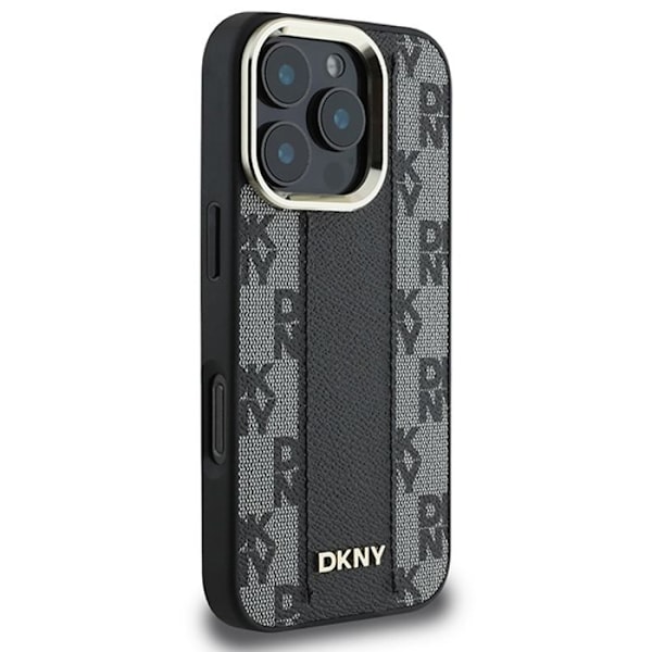 IPhone 16 Pro Max Fodral - DKNY Läder Hårdskal Rutig Mönster Rutig Magsafe (DKHMP16XPCPVSLK) - Noir svart
