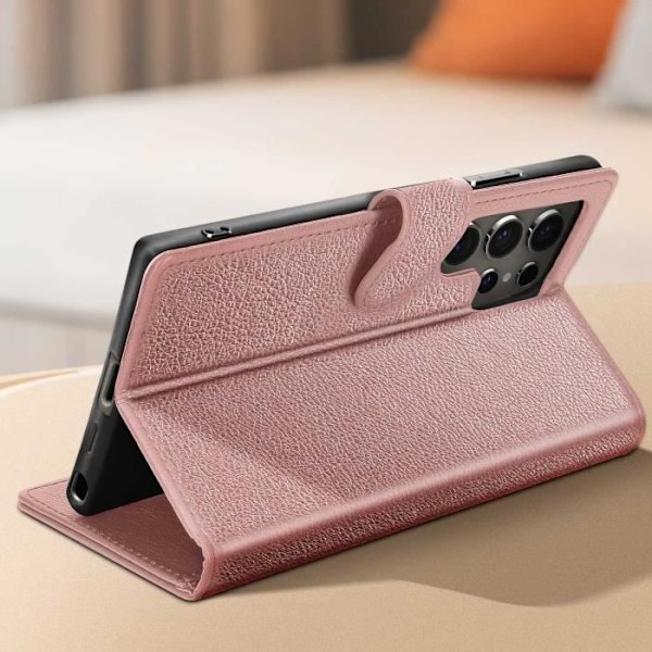 Fodral till Samsung Galaxy S24 Ultra - AVIZAR - Chesterfield Series - Plånboks- och videoställ - Rosa Rosa