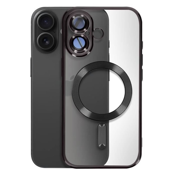 Fodral - AVIZAR - iPhone 16 Plus - Silikon - Svart Chrome Contour - Fullständigt kameraskydd Svart