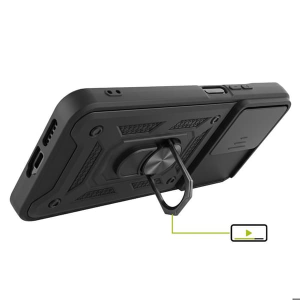 Cover til Redmi 17 med skydelåg til kamera og magnetisk ring Mayaxess Sort Svart