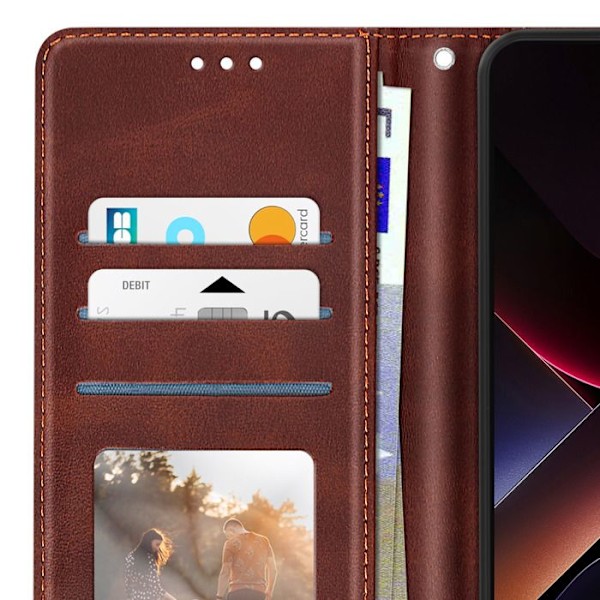 Étui för Xiaomi Poco X7 Pro Dragrem Lock Stöd Plånbok Mörkbrun kastanj