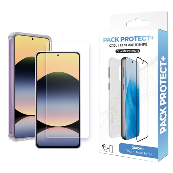 Skyddspaket för Xiaomi Redmi Note 14 5G TPU-fodral och 7H härdat glas Moxie Transparent Vit