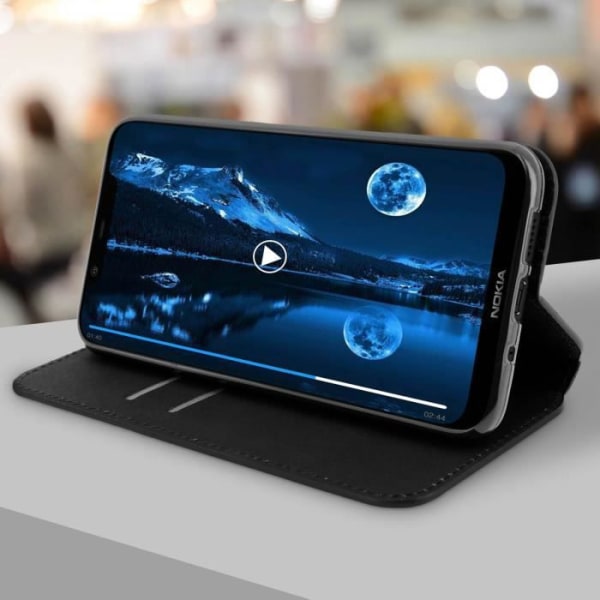 Housse - Nokia - 8.1 - Øko-læder - Kortholder - Støttefunktion - Sort Svart