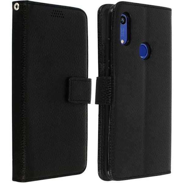 Housse Folio - AVIZAR - Huawei Y6 2019 / Honor 8A - Øko-læder - Sort - Videostøtte Svart