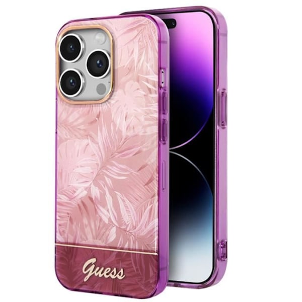 Coque för iPhone 14 Pro Max Mönster Djungel Elegant och Tidlös Guess Rosa Rosa