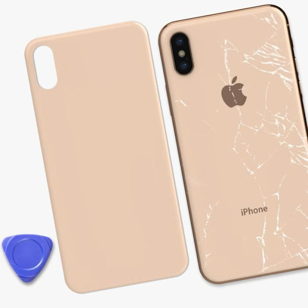 Ersättningsglas bak till Apple iPhone XS - AVIZAR - Powder Pink - Gold kompatibel Rosa